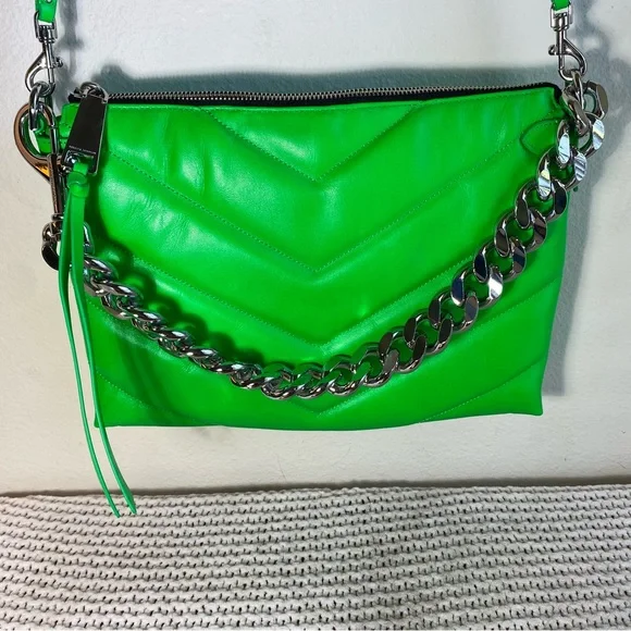 Rebecca Minkoff Edie Maxi Crossbody Neon Green Bag Purse EUC tags & dust bag - Picture 5 of 13